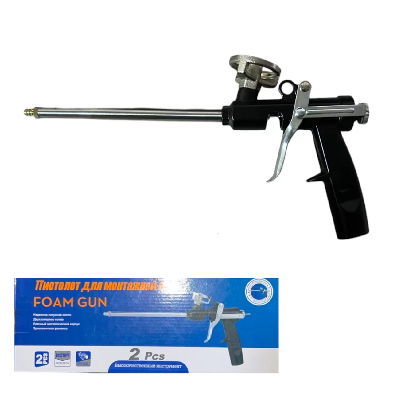 Пистолет для монтажной пены, алюминиевый корпус (черный), "Foam Gun"